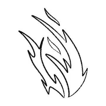 Hand drawn campfire with doodle flames. Retro fire outline and smoke silhou.. Stock Illustration