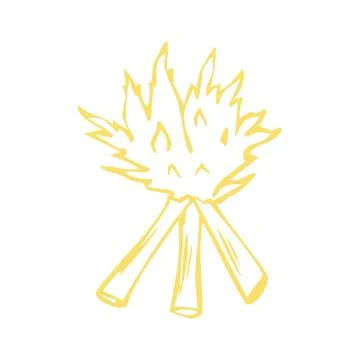 Hand Drawn Campfire Icon Vector Illustration Stock Illustration