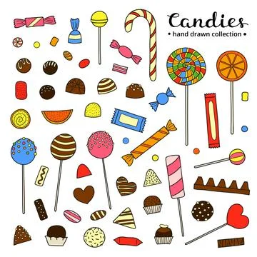 Hand drawn candies set. Stock-Illustration