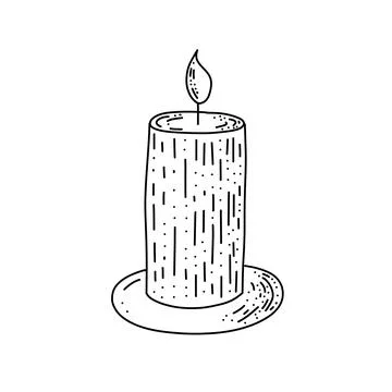 Hand drawn candle isolated vector illustration. Festive object for events. Stock Illustration