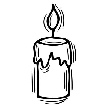 Hand drawn candle. Magical element. Symbol of esotericism, mysticism, witch.. Stock Illustration