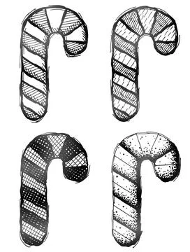 Hand drawn candy cane Stock Illustration