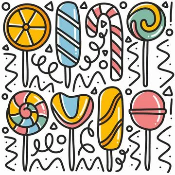 Hand drawn candy doodle set Stock Illustration