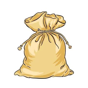 Hand drawn canvas sack vector illustration Illustrazione stock
