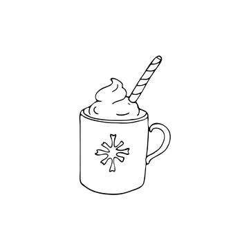 Hand drawn cappuccino mug Stock Illustration