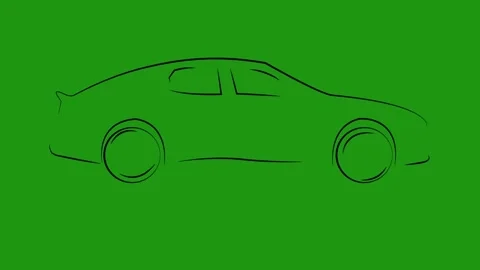 Hand Drawn Car Sketch Animation On Green Screen Background Stock Footage 345599097