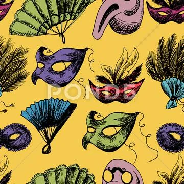 Hand Drawn Carnival Seamless Background Stock Illustration