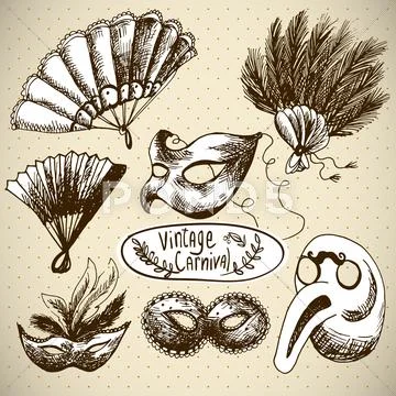 Hand Drawn Carnival Vector Design Elements Stock Illustration