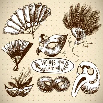 Hand Drawn Carnival Vector Design Elements Stock Illustration