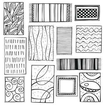 Hand drawn carpets .  Vector  illustration. Stock Illustration