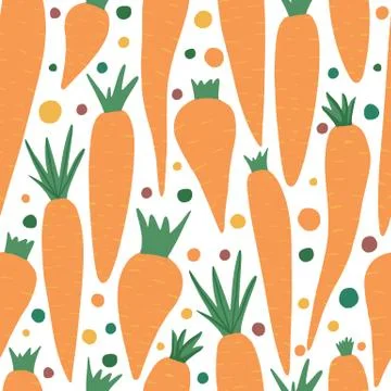 Hand drawn carrot seamless pattern on white background. Doodle carrots Stock Illustration