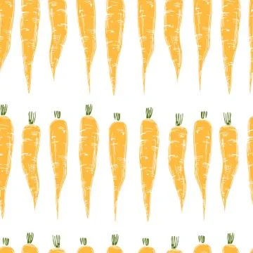 Hand drawn carrot .  Vector seamless  pattern. Stock Illustration