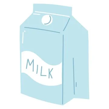 Hand drawn carton of milk. Vector illustration of dairy product in cartoon fl Stock Illustration