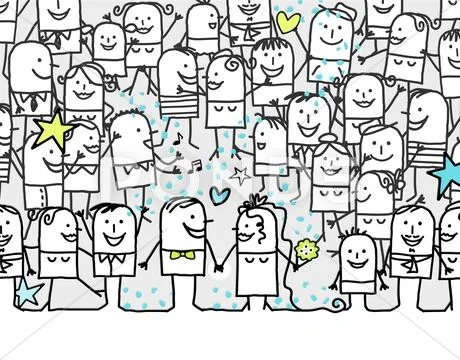Hand drawn cartoon annoucement card - wedding day Stock Illustration
