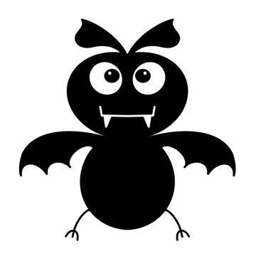 Hand drawn cartoon bat isolated on white Stock Illustration