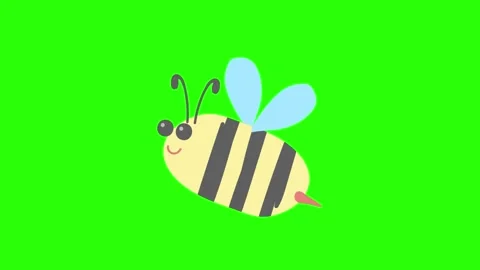 Hand Drawn Cartoon Bee Floating Animation Green Screen Stock Footage 336849774