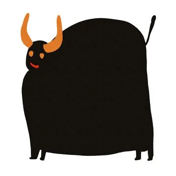 Hand drawn cartoon bison isolated on white 스톡 일러스트