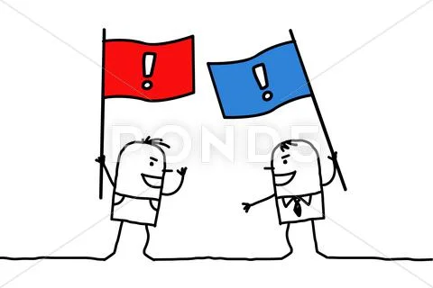 Hand drawn cartoon characters - disagreement between political opinions Stock Illustration