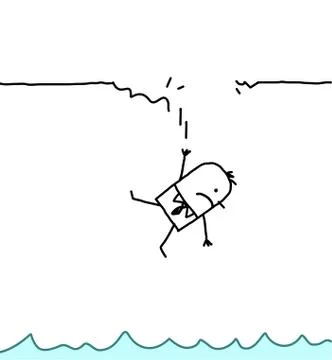 Hand drawn cartoon characters - falling man Stock Illustration