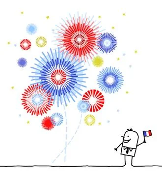 Hand drawn cartoon characters - firework &amp; national day Stock Illustration
