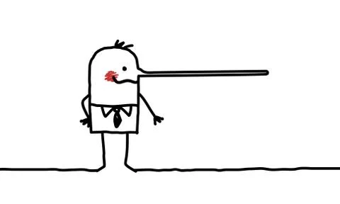 Hand drawn cartoon characters - lying businessman Illustrazione stock