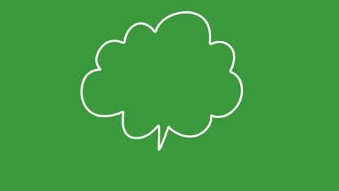 Hand Drawn Cartoon Cloud Speech Thought Bubble Animation on Green Screen Backgro Stock Footage 339335182
