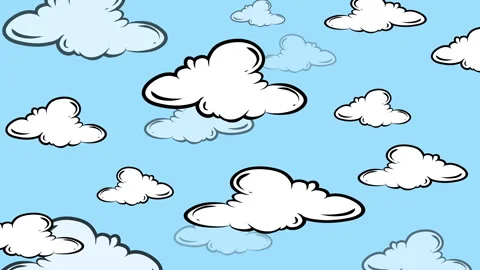 Hand drawn cartoon clouds 4K Stock Footage 243383704