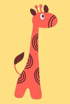 Hand drawn cartoon giraffe. Vector illustration. Scandinavian style Stock Illustration