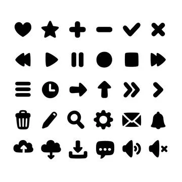 Hand drawn cartoon interface icons set Stock Illustration