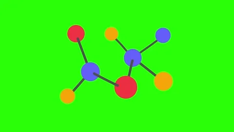 Hand Drawn Cartoon Molecule Floating Animation Green Screen Stock Footage 336849778