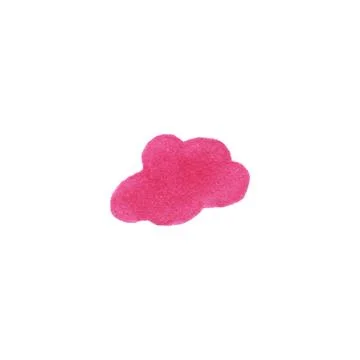 Hand drawn cartoon pink cloud on a white background Stock Illustration