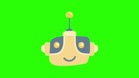 Hand Drawn Cartoon Robot Floating with Eye Movement Green Screen Animation Stock Footage 336849760