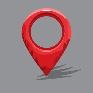 Hand drawn cartoon style map pin. Flat and solid vector illustration. Stock Illustration
