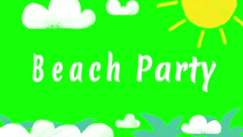 Hand drawn cartoon sun and clouds on green screen background for video editing Stock Footage 343908378