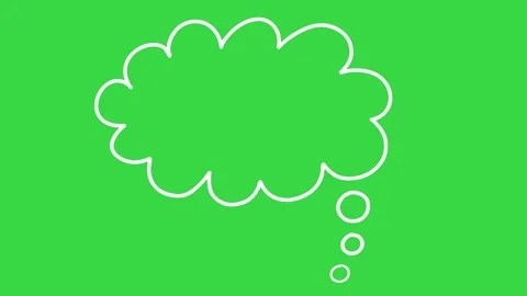 Hand Drawn Cartoon Thought Bubble Line Art Animation on Green Screen Background Stock Footage 339335315
