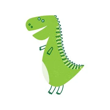 Hand drawn cartoon vector illustration of cute dinosaur. Isolated on white ba Stock Illustration