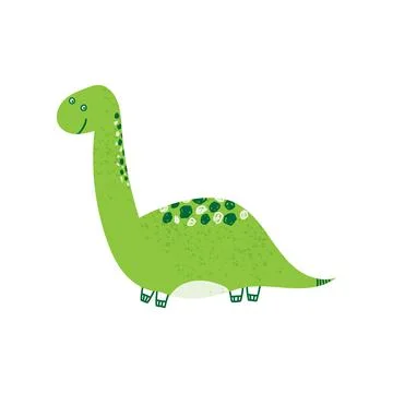 Hand drawn cartoon vector illustration of cute dinosaur. Isolated on white ba Stock Illustration
