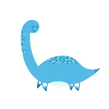 Hand drawn cartoon vector illustration of cute dinosaur. Isolated on white ba Stock Illustration