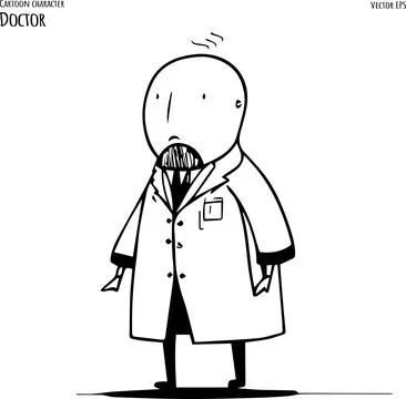 Hand drawn cartoon vector illustration of doctor. Stock Illustration