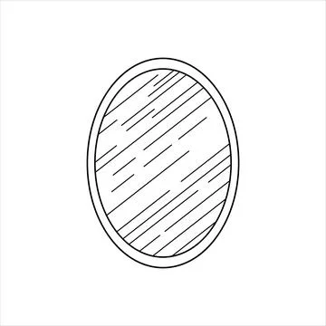 Hand drawn cartoon Vector illustration oval mirror icon in doodle style Stock Illustration