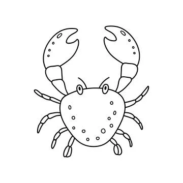 Hand drawn Cartoon Vector illustration cute crab icon Isolated on White Bac.. Stock Illustration