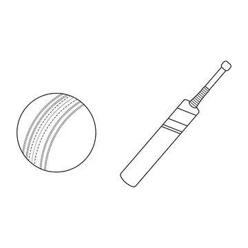 Hand drawn Cartoon Vector illustration cricket bat and balls sport icon Iso.. Stock Illustration