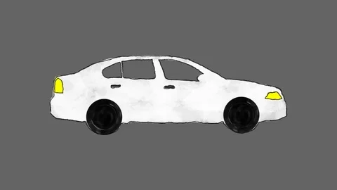 Hand Drawn Cartoon White Car Driving in ... | Stock Video | Pond5