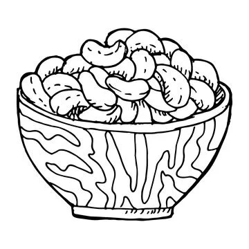 Hand drawn cashew nut on a cup. Vector illustration of cup Stock Illustration