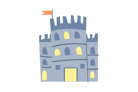 Hand drawn Castle tower icon in cartoon style Stock Illustration