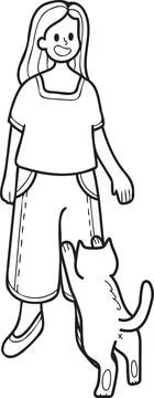 Hand Drawn cat begging owner illustration in doodle style Stock Illustration