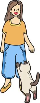 Hand Drawn cat begging owner illustration in doodle style Stock Illustration