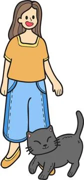 Hand Drawn cat begging owner illustration in doodle style Stock Illustration
