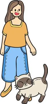 Hand Drawn cat begging owner illustration in doodle style Stock Illustration