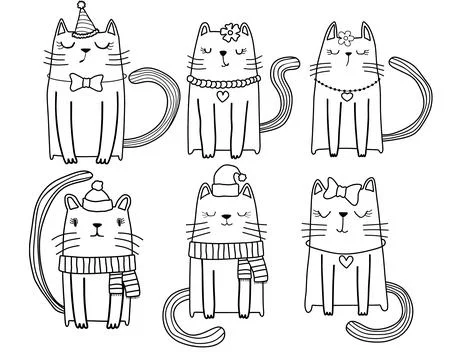 Hand drawn cats. Stock Illustration